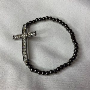 SALE!! Elastic beaded gem cross bracelet